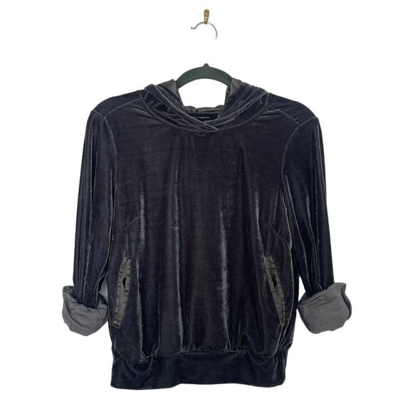 Olivaceous Dark Grey Velvet Hoodie Size S - Picture 2 of 6